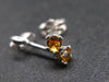 Cute Tiny Gem Round Faceted Golden Yellow Citrine Stud Earrings In Sterling Silver from Brazil - 0.5"