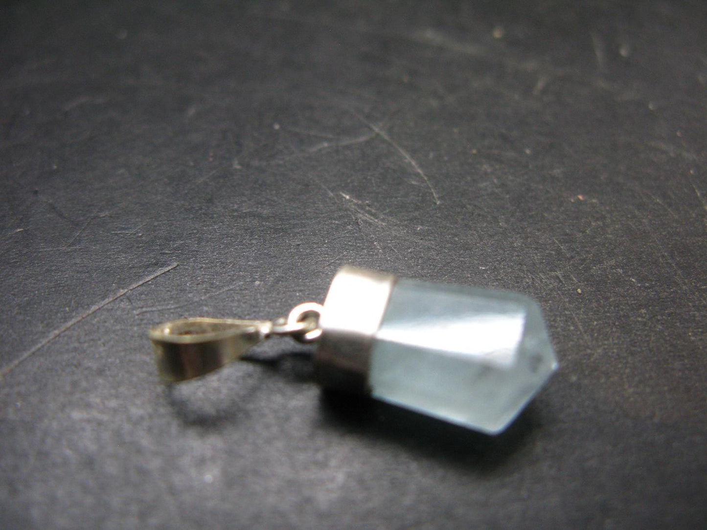 Fantastic Gemmy Aquamarine Crystal Silver Pendant From Brazil - 0.9" - 1.84 Grams