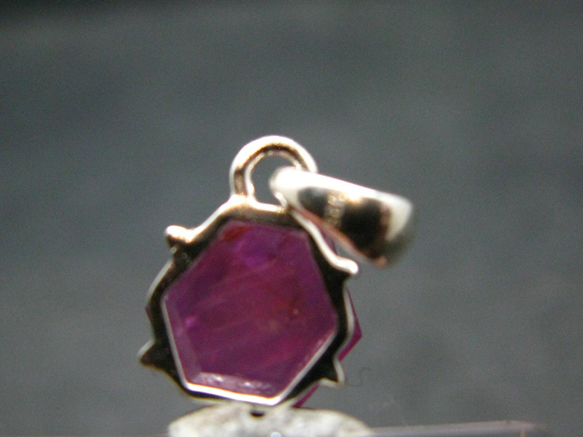 Ruby Crystal Silver Pendant from Africa - 0.6" - 1.47 Grams