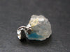 Rare Raw Blue Euclase Gem Crystal Silver Pendant from Zimbabwe - 0.6" - 1.21 Grams