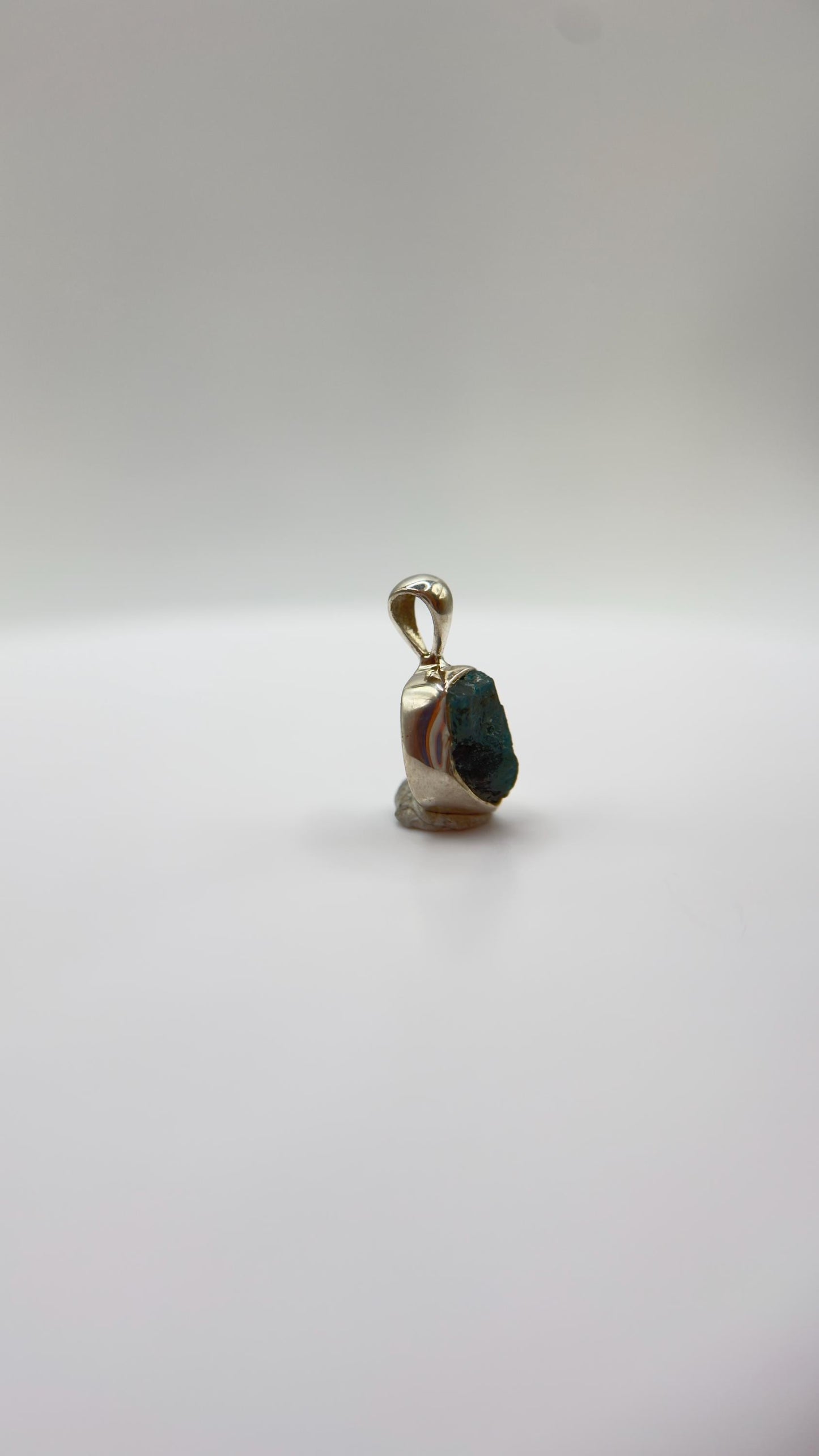 Grandidierite Natural Crystal Pendant Deep Blue Green Stone Silver Necklace Gift