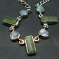 Green Tourmaline & Aquamarine Crystal Silver Necklace from Brazil - 18" - 9.05 Grams