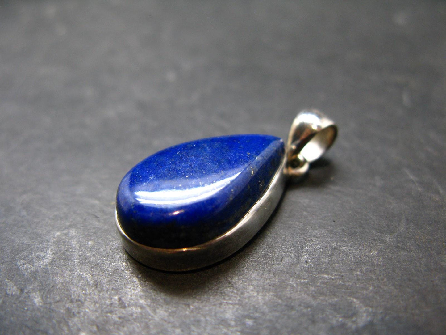 Lapis Lazuli Silver Pendant From Afghanistan - 1.4" - 7.21 Grams