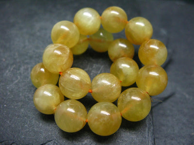 Australian Golden Prehnite Genuine Bracelet ~ 7 Inches ~ 10mm Round Beads