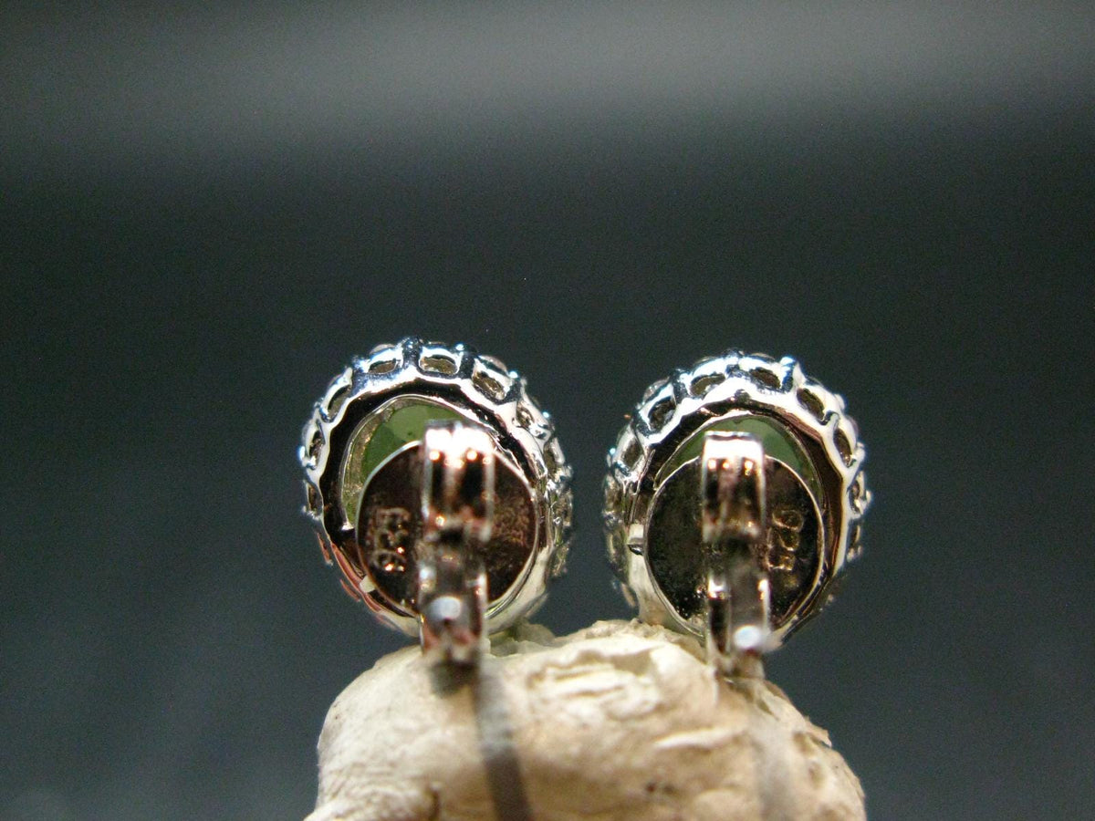 Natural Peridot (Olivine|) Stud Faceted Earrings In Sterling Silver from Pakistan - 0.7"