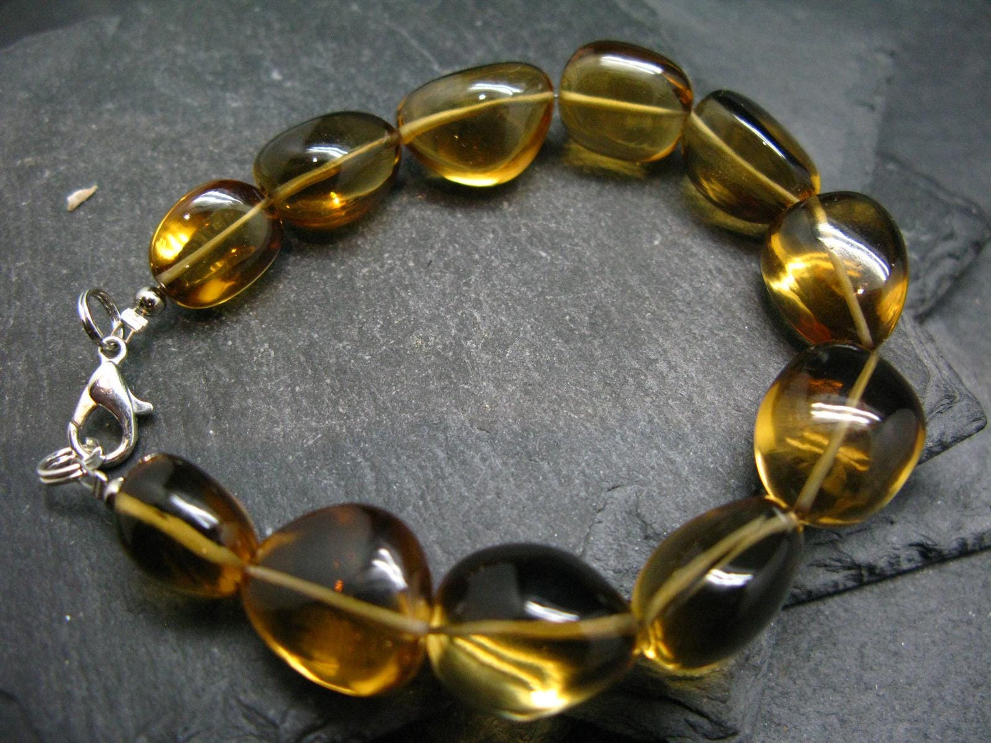 Citrine Genuine Unheated Bracelet ~ 7 Inches ~ 15mm Tumbled Beads