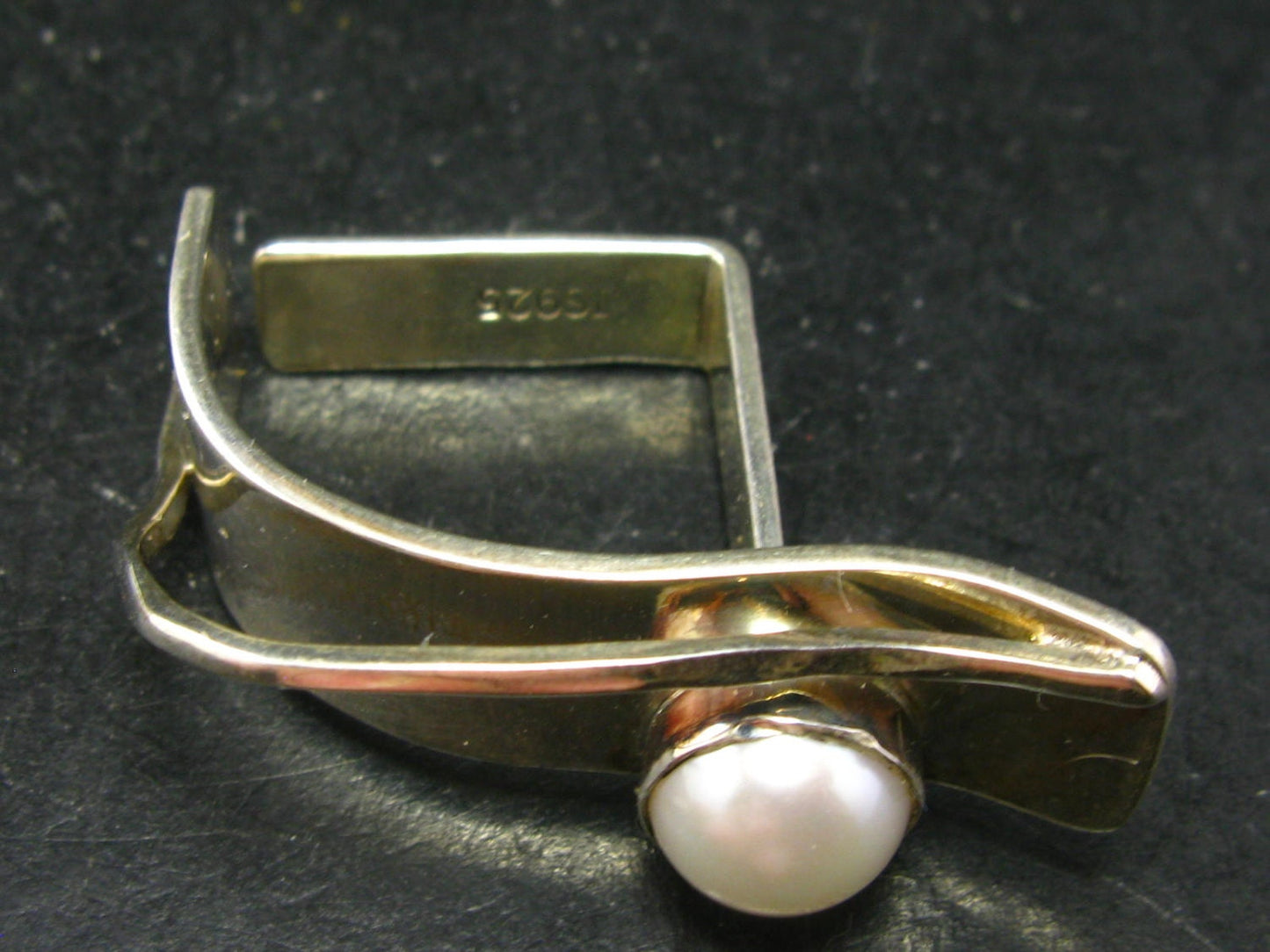 White Pearl Sterling Silver Ring - Adjustable Size