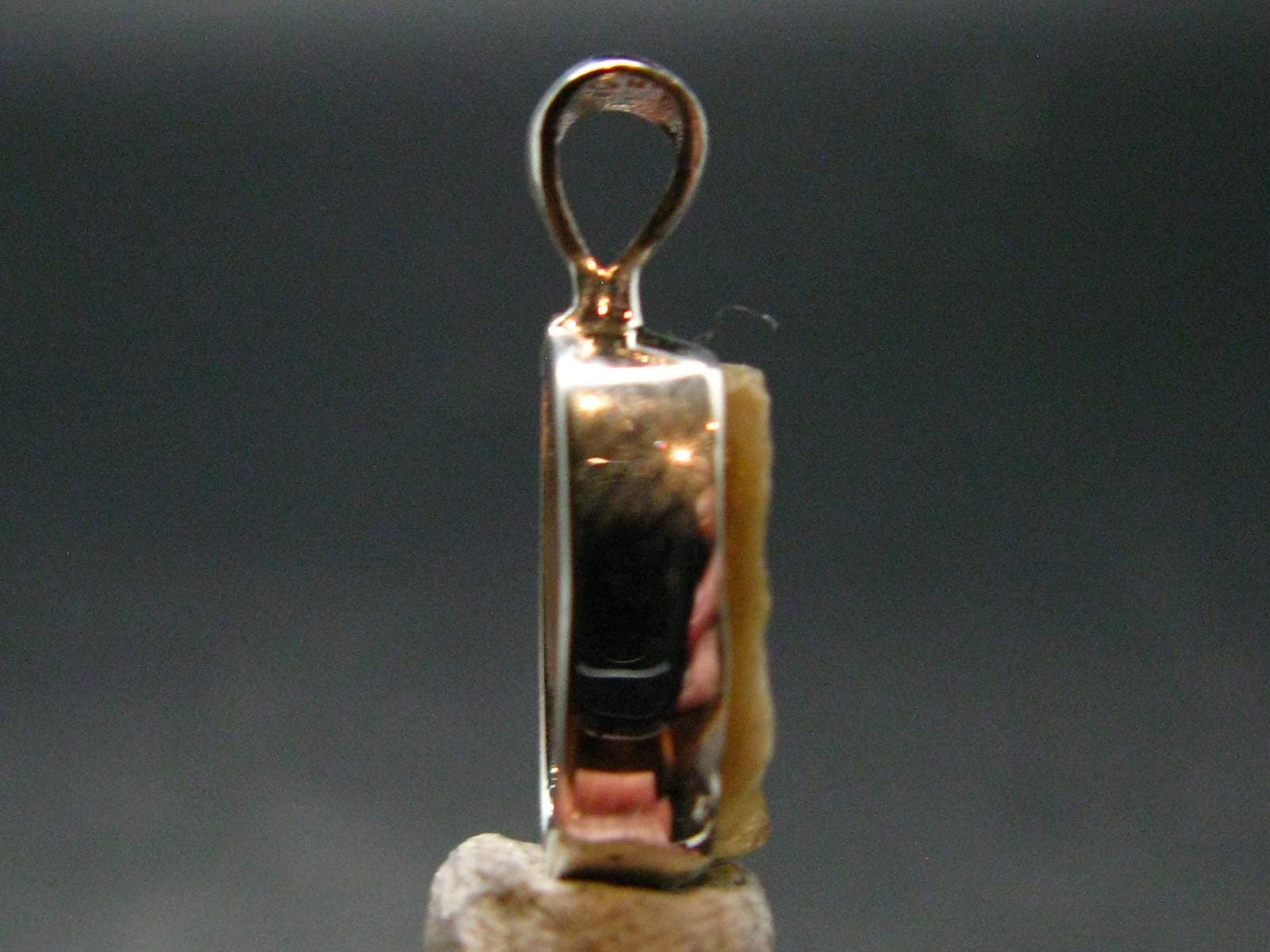 Large Natural Agni Gold Danburite Sterling Silver Pendant from Tanzania - 0.7" - 1.28 Grams