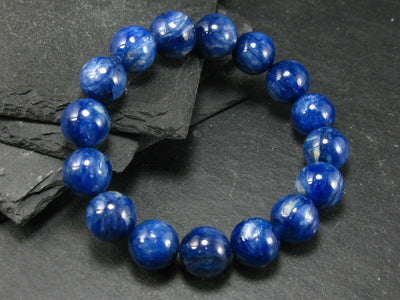 Blue Kyanite Genuine Bracelet ~ 7 Inches ~ 12mm Round Beads