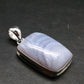 Rare Blue Lace Holly Chalcedony Agate Silver Plated Pendant From Malawi - 1.4" - 7.64 Grams