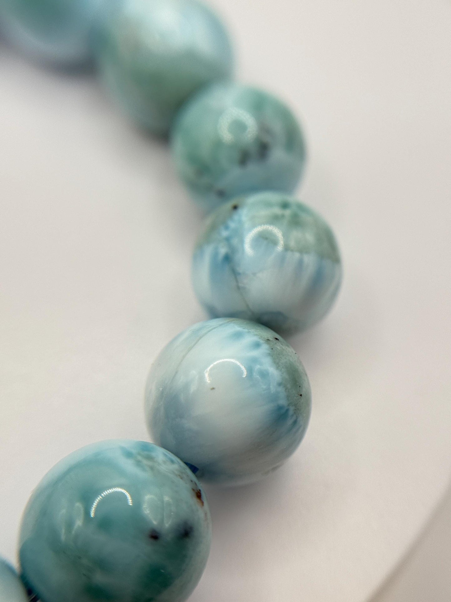 Natural Larimar Bracelet Blue Stone Beaded Bracelet Ocean Inspired Jewelry Gift