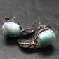Natural Cabochon Larimar Pectolite 925 Sterling Silver Earrings from Dominican Republic - 2.77 Grams