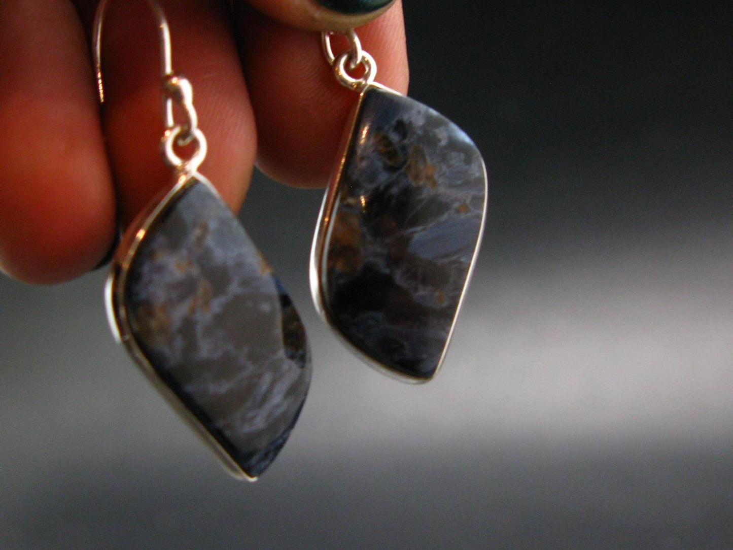 Natural Pietersite Silver Earrings from Namibia - 1.5" - 5.32 Grams