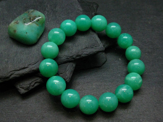 AAA Grade Chrysoprase Genuine Bracelet ~ 7 Inches ~ 13mm Round Beads