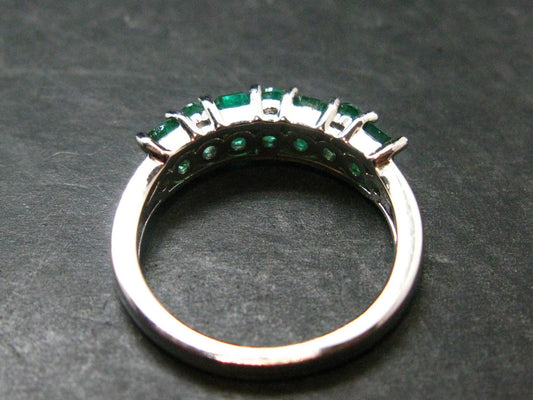 Emerald Faceted Silver Ring from Colombia - 3.42 Grams Total - Size 8