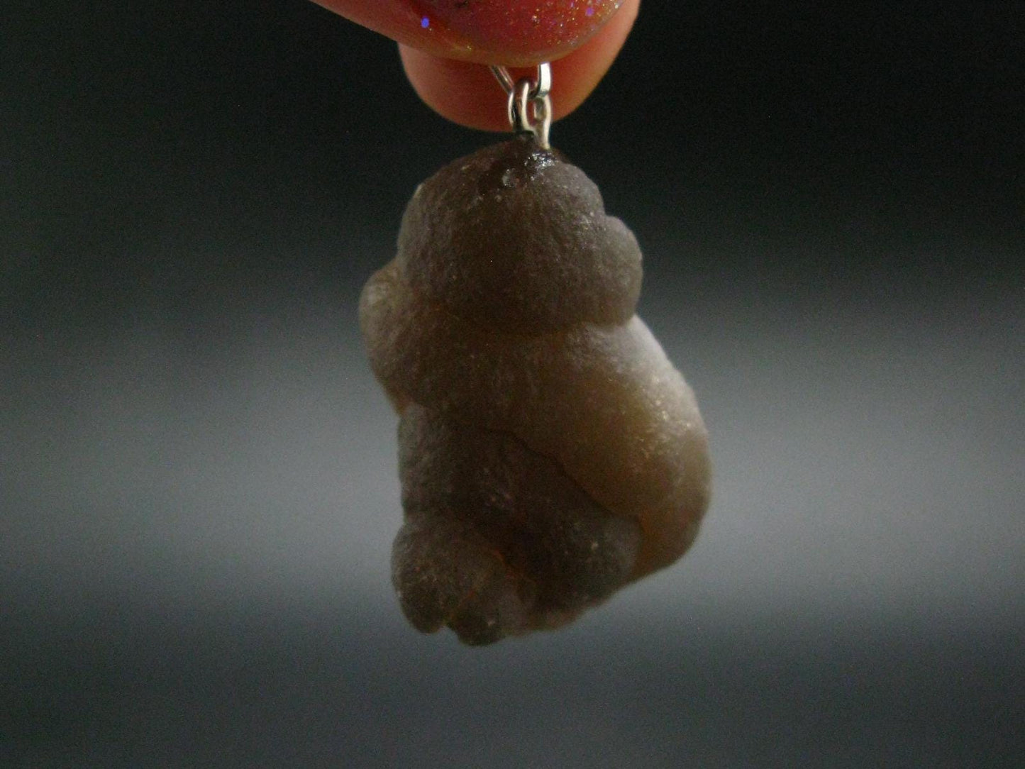 Truffle Chalcedony!! Spheroidal Chalcedony Nodules Crystal Silver Pendant From Morocco - 1.6"