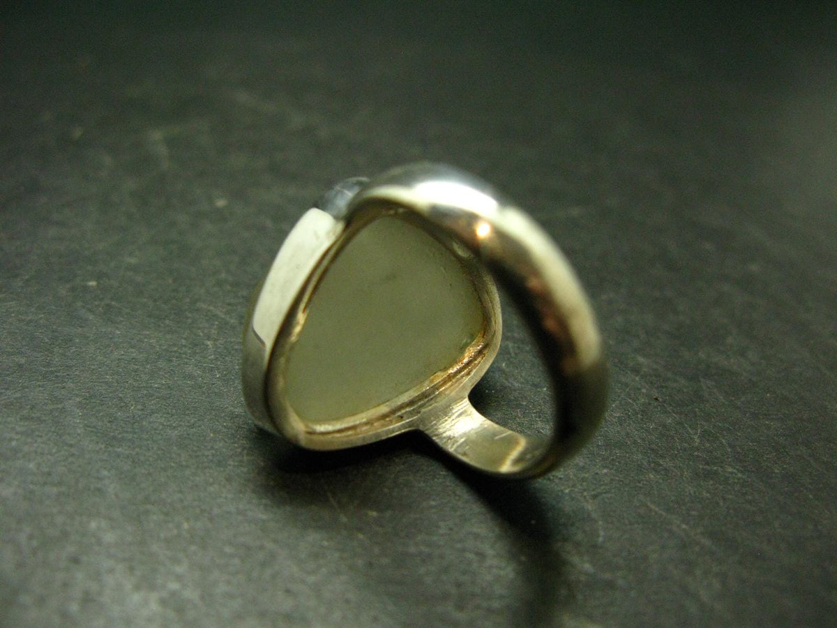 Natural Gem Raw Libyan Desert Glass Tektite Sterling Silver Ring from Libya - Size 7 - 10.19 Grams