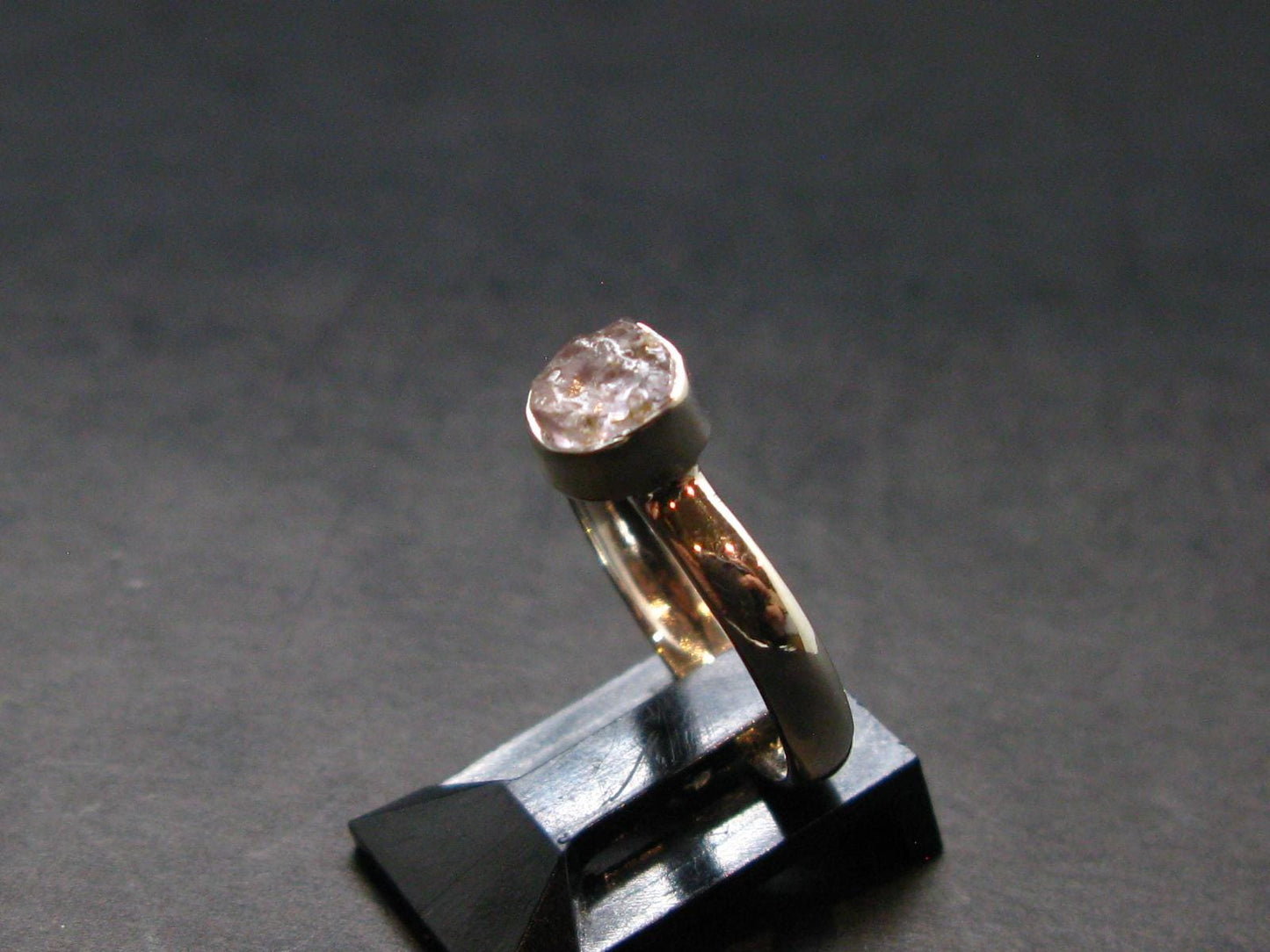 Gray Herderite Silver Ring from Africa - Size 7 - 1.84 Grams