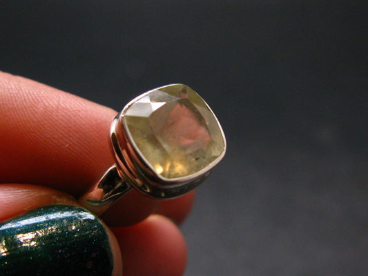 Libyan Desert Glass Tektite Sterling Silver Ring from Libya - Size 6 - 3.66 Grams