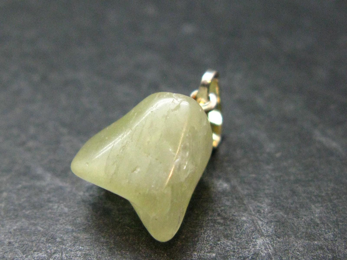 Rare Gemmy Yellowish-Green Brazilianite Terminated Crystal Silver Pendant From Brazil - 0.7" - 1.67 Grams