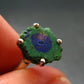 Natural Raw Deep Blue Azurite with Green Malachite Silver Ring From Mexico - Size 7 - 2.72 Grams