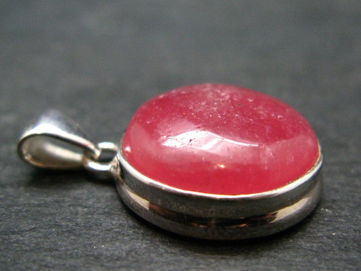 Rare Rhodochrosite Sterling Silver Pendant From Argentina - 1.1" - 7.09 Grams