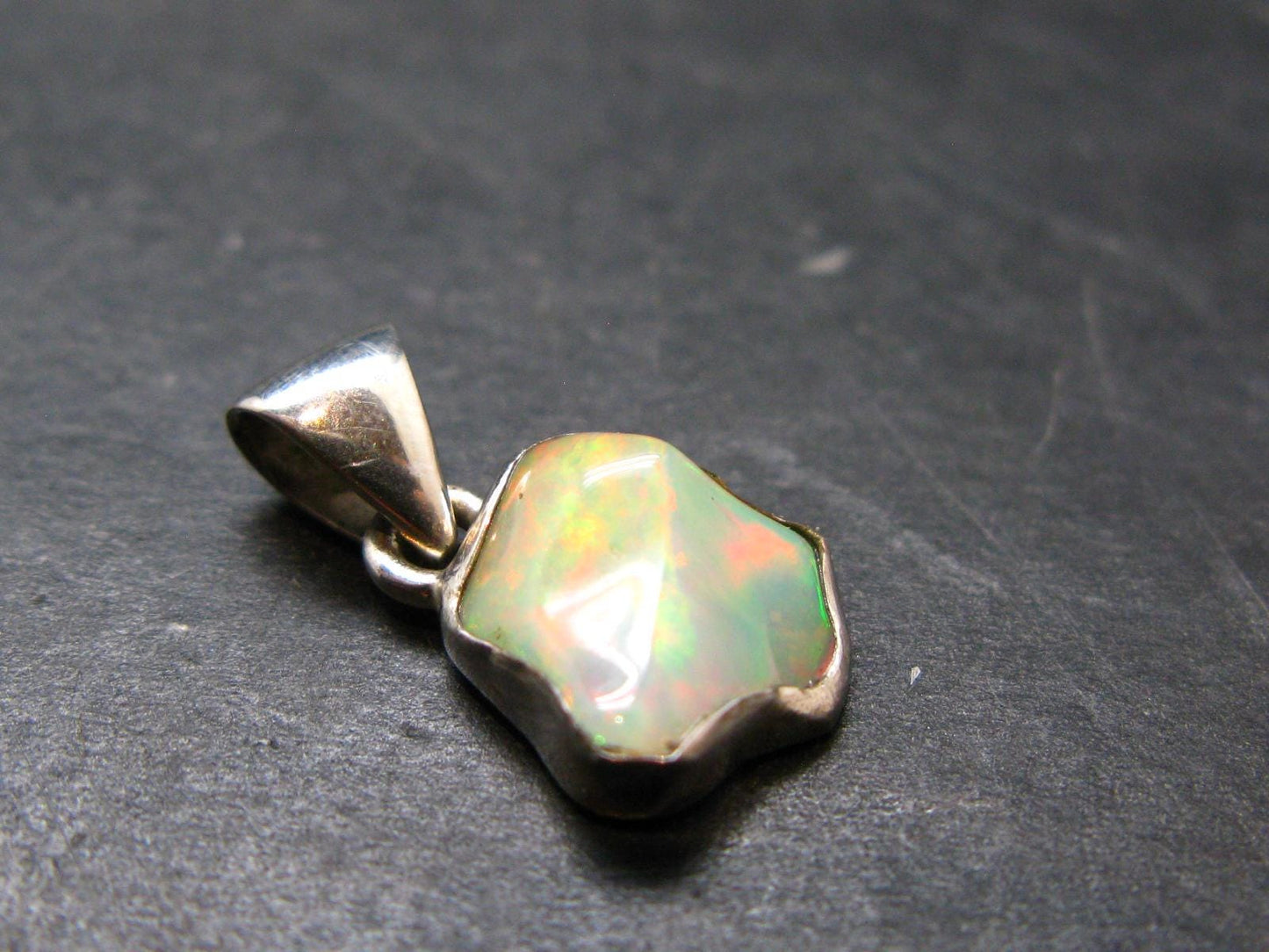Opal Sterling Silver Pendant From Ethiopia - 0.8" - 1.6 Grams