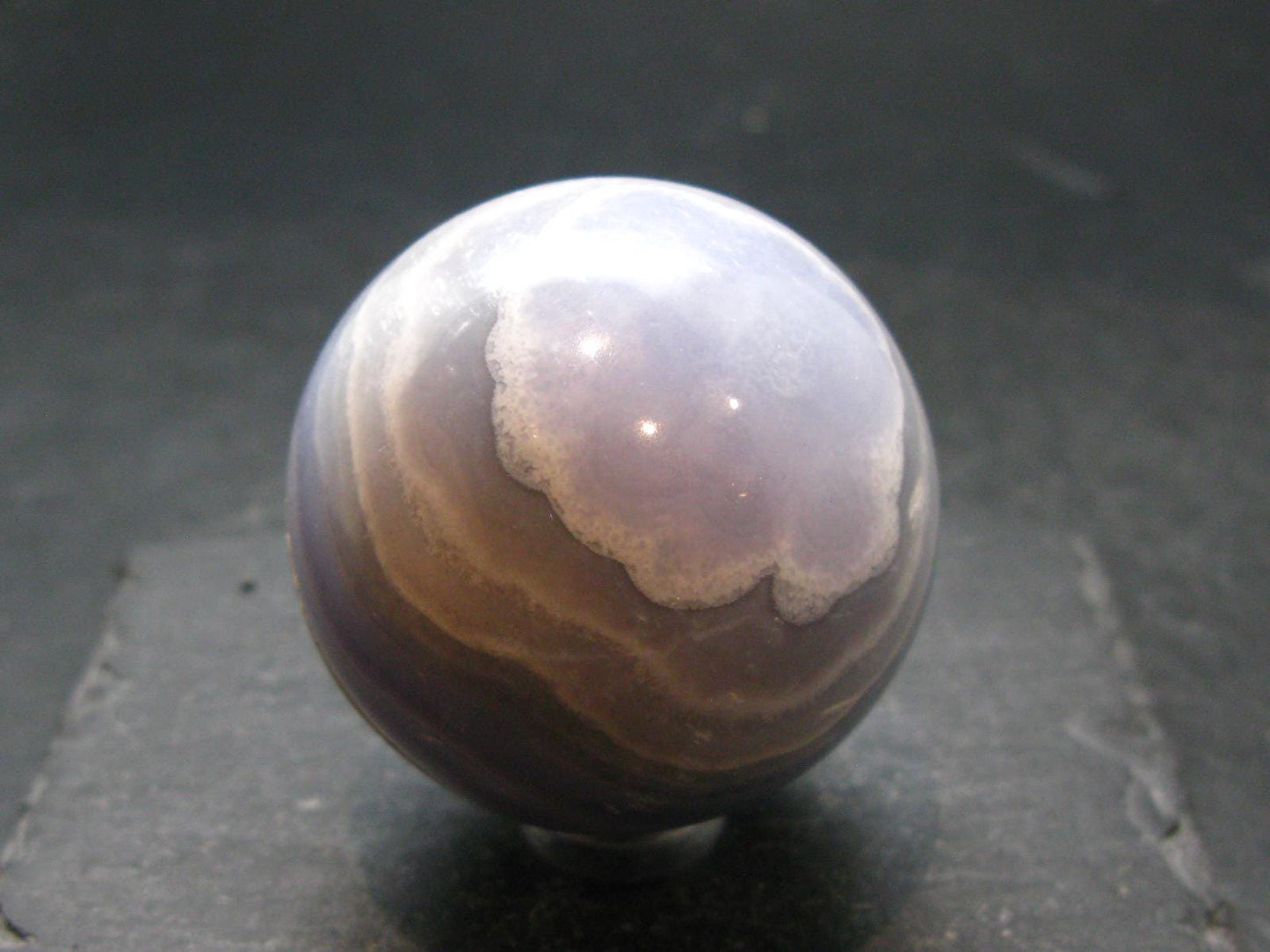 Rare Blue Lace Holly Chalcedony Agate Sphere From Malawi - 1.7"