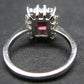 Natural Rectangular Faceted Red Garnet Rhodium Plated Sterling Silver Ring with CZ - Size 6.5