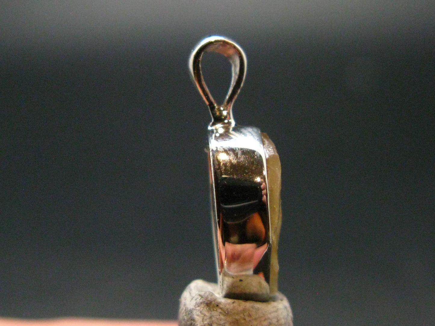 Large Natural Agni Gold Danburite Sterling Silver Pendant from Tanzania - 0.7" - 1.20 Grams