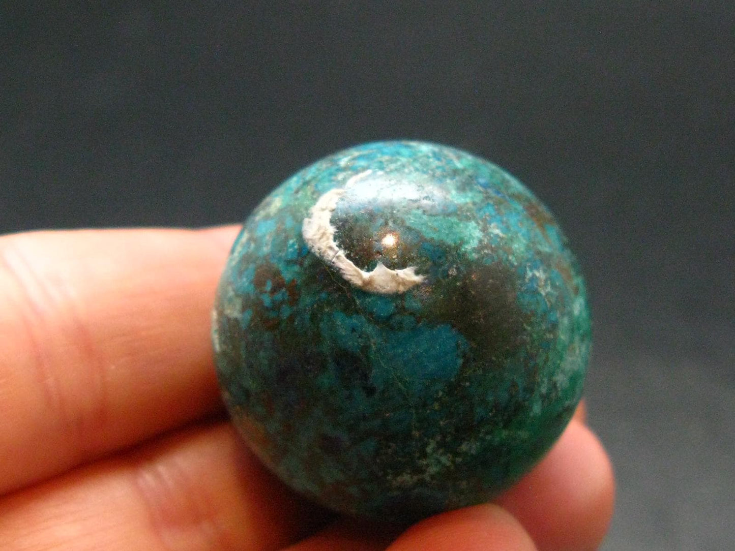 Quantum Quattro Sphere - Malachite Shattuckite Chrysocola Dioptase - 1.1" - 29.69 Grams