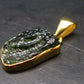 Moldavite Tektite Gold Plated Silver Pendant from Czech Republic - 1.1" - 2.0 Grams