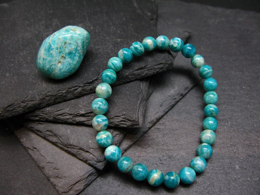 Russian Amazonite Genuine Bracelet ~ 7 Inches ~ 7mm Round Beads