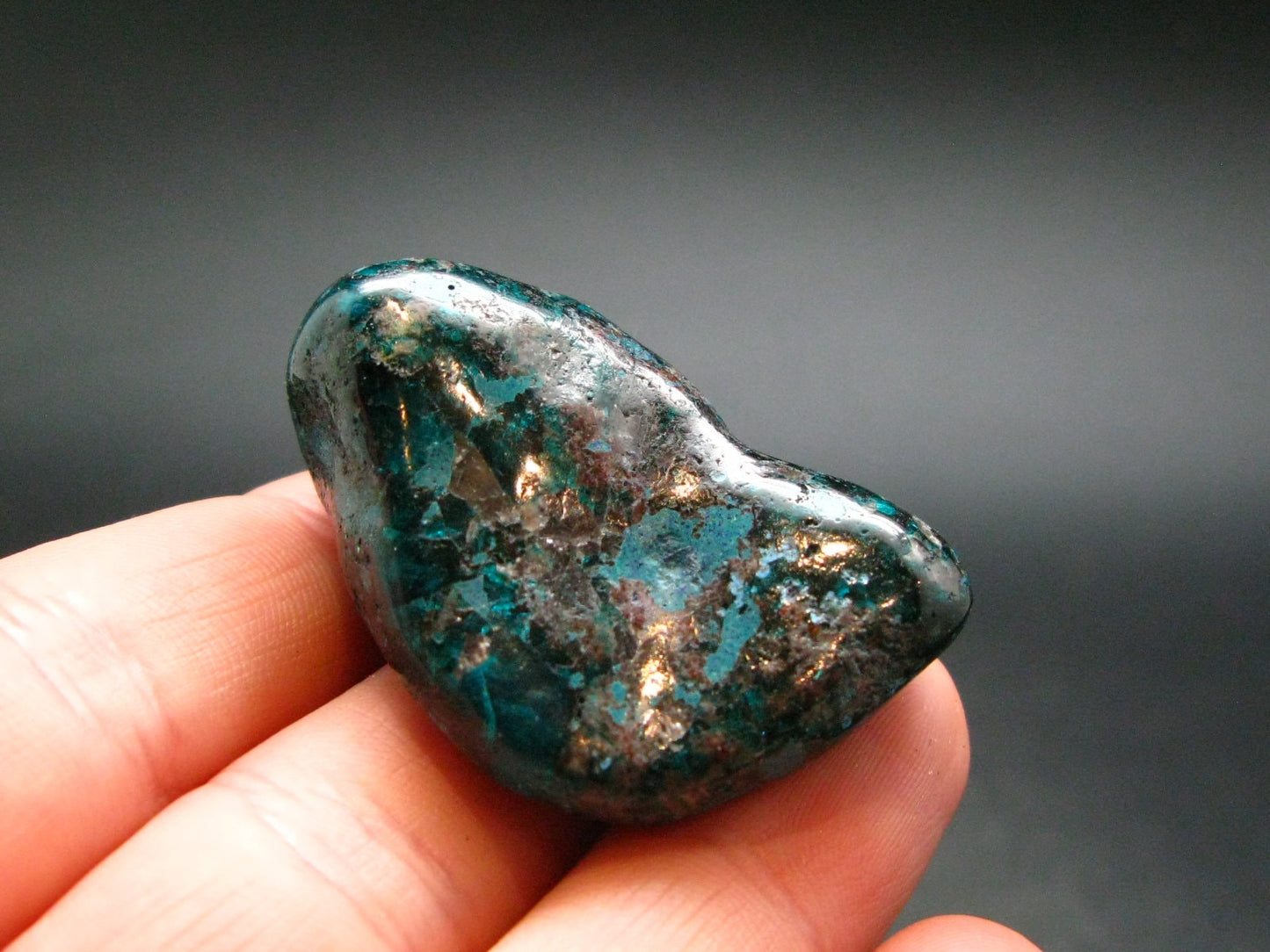 Very Nice Tumbled Dioptase Stone from Congo - 1.5" - 27.6 Grams