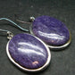 Lilac Stone!!! Stunning Silky Charoite AAA Quality Earrings From Russia - 1.5" - 11.91 Grams