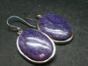 Lilac Stone!!! Stunning Silky Charoite AAA Quality Earrings From Russia - 1.5" - 11.91 Grams