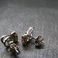 Moldavite Tektite & Red Garnet Silver Earrings from Czech Republic - 2.05 Grams