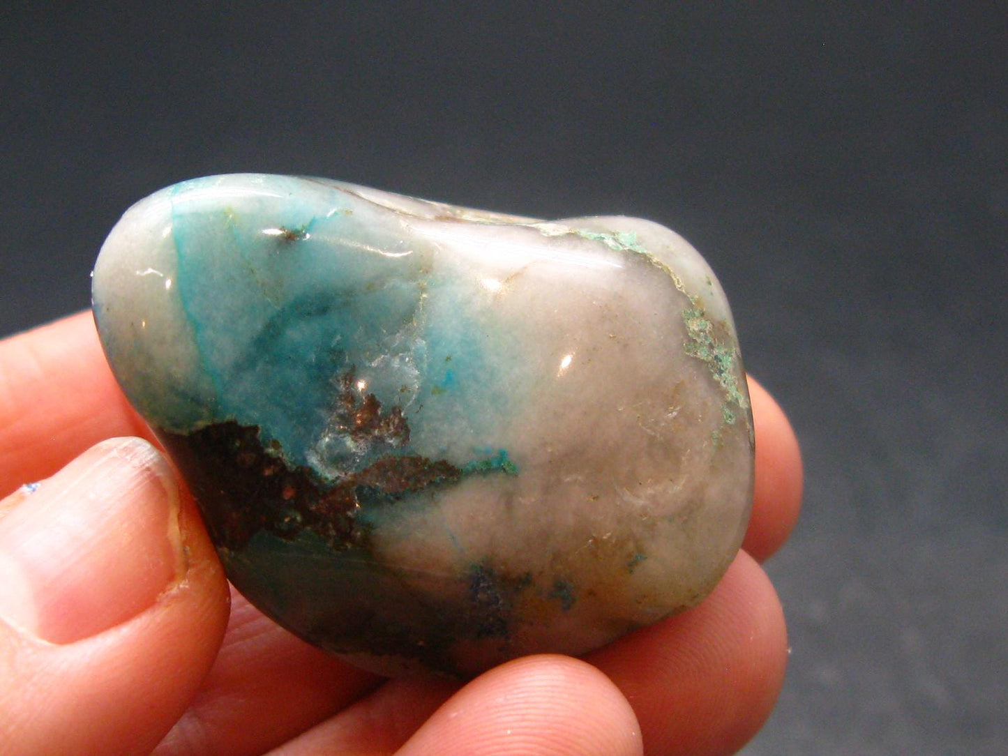 Quantum Quattro Tumbled Malachite Dioptase Shattuckite Chrysocola Stone - 1.4" - 27.86 Grams