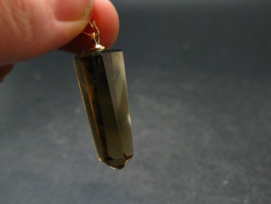 Natural Unheated Citrine Sterling Silver Gold Plated Pendant from Zambia - 1.4" - 4.34 Grams