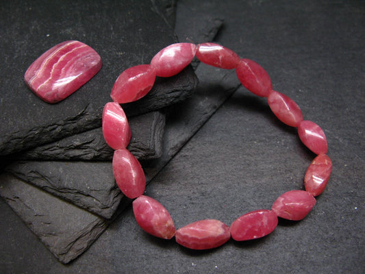 Rhodochrosite Genuine Bracelet ~ 7 Inches ~ 15mm Beads