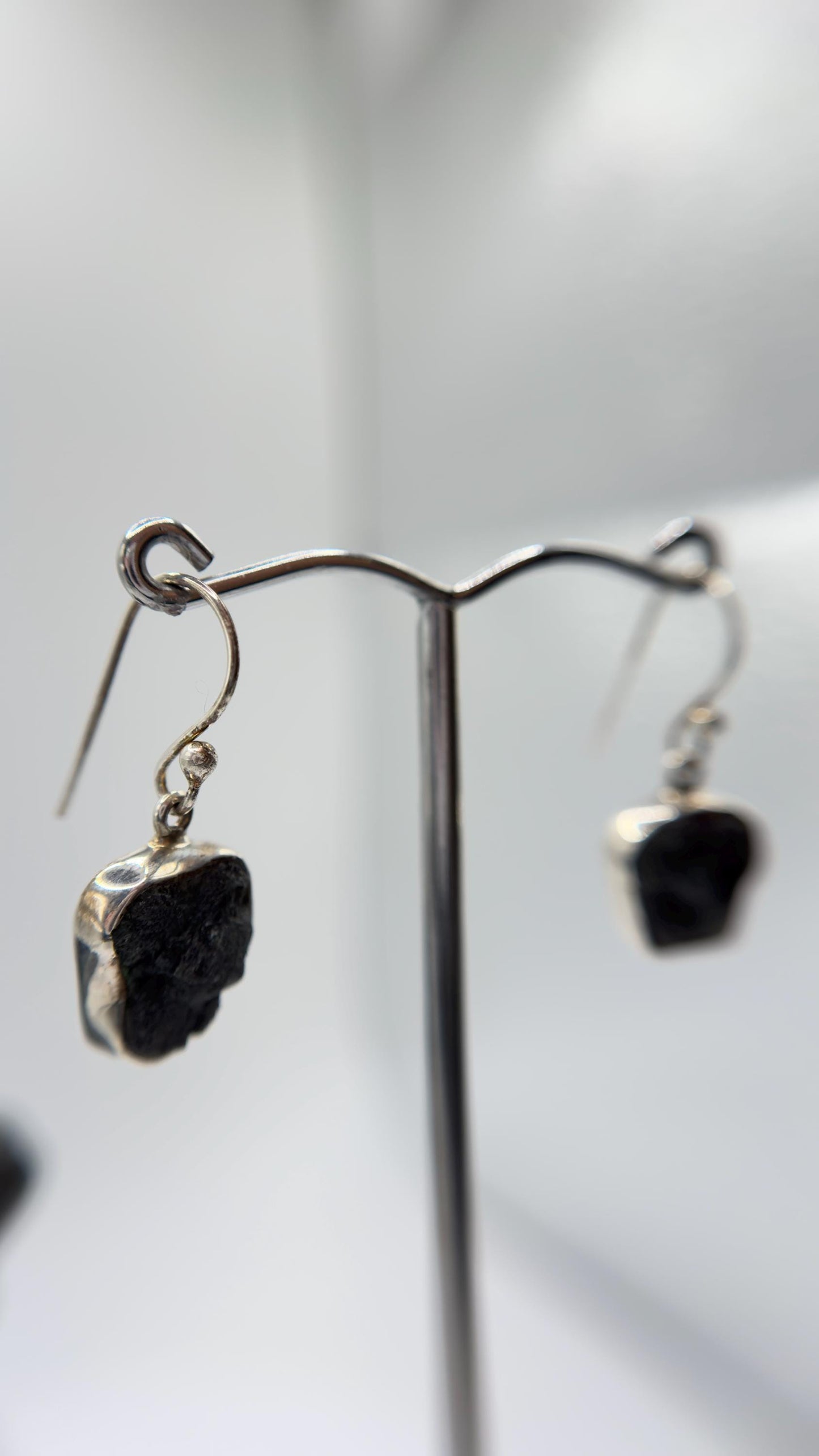 Alexandrite Drop Earrings Raw Color Change Stone Silver Dangle Earrings June Birthstone Jewelry