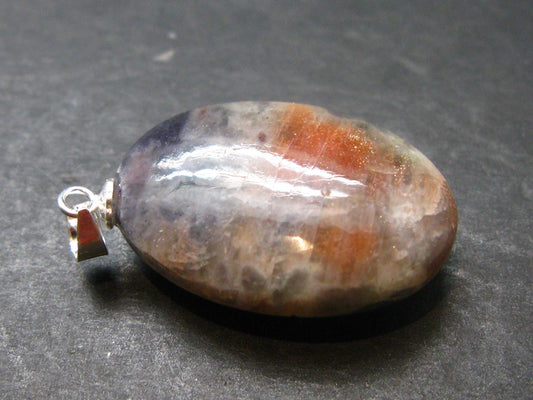 Iolite Cordierite & Sunstone Silver Pendant From India - 1.2" - 5.8 Grams