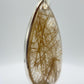 Golden Needle Quartz Teardrop Pendant – Natural Crystal Sterling Silver Jewelry