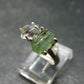 Moldavite Tektite and Herkimer Diamond Silver Ring - Size 5 - 2.84 Grams