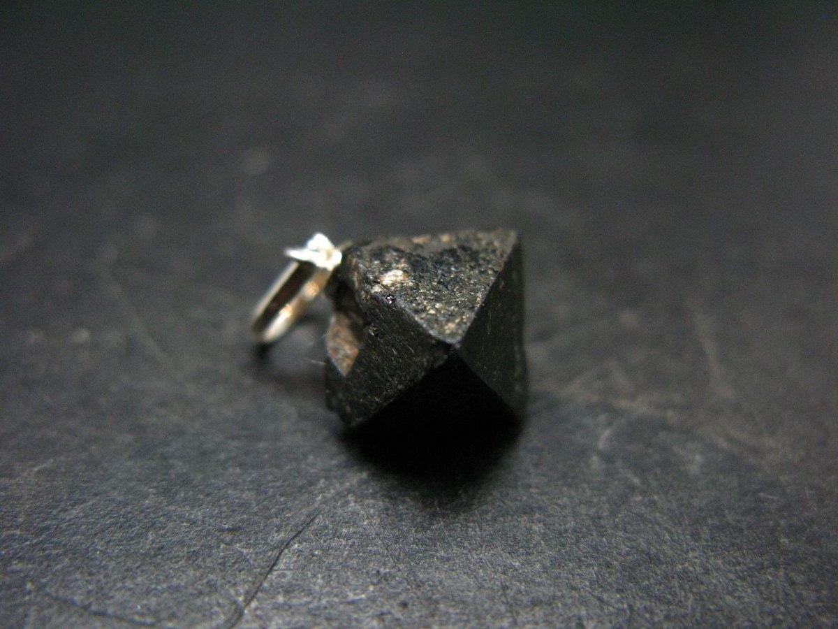 Magnetite Crystal Silver Pendant From Bolivia - 0.8" - 2.62 Grams