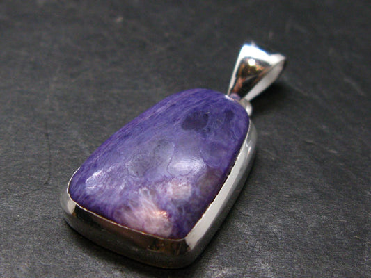 Rare High-Quality Charoite Silver Plated Pendant From Russia - 1.4" - 6.76 Grams