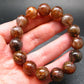 Red Rutilated Quartz Genuine Bracelet ~ 7 Inches ~ 14mm Round Beads