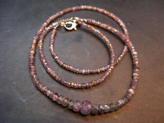 Extremely Rare Alexandrite Necklace - 19" - Rondelle Facetted Beads - 41 Carats