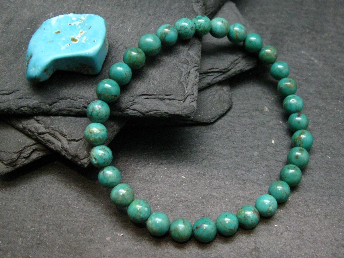 Turquoise Genuine Untreated Bracelet ~ 7 Inches ~ 6mm Round Beads