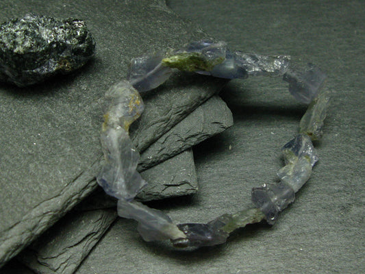 Iolite Cordierite Genuine Bracelet ~ 7 Inches ~ 15mm Raw Beads